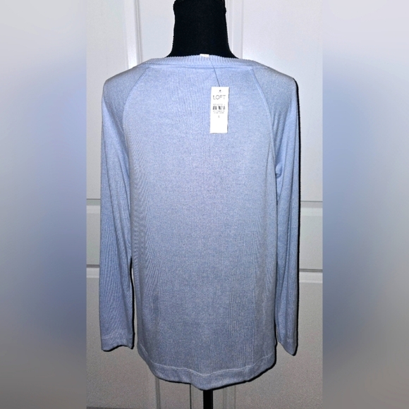 LOFT NWT Soft Crew Neck Light Blue Tunic Sweater Light Weight Sz Small - Picture 6 of 9